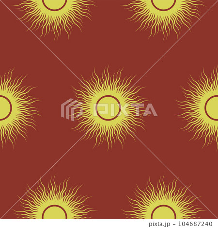 Hand drawn vector illustration seamless pattern with sun. 104687240