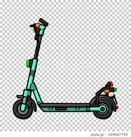 緑色の電動キックボードのイラスト(特定原付または特例特定原付) 緑色の電動キックボードのイラスト(特定原付または特例特定原付) 104687740