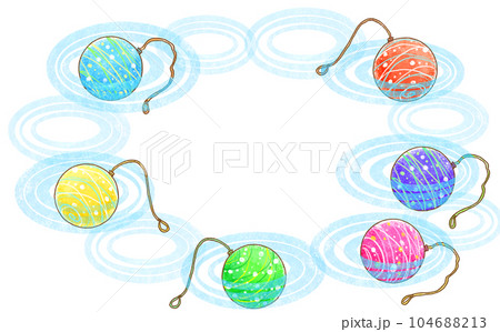 ヨーヨーすくいの枠_水に浮かんだ水風船 104688213