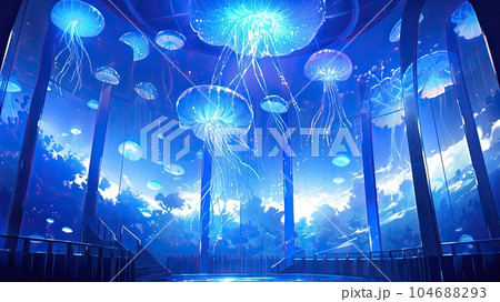  幻想的なクラゲ水族館_2 Generative AIのイラスト素材 [104688293] - PIXTA Bildidee 