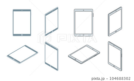 アイソメトリック図法で描いたタブレットのイラストアイコンセット 104688302