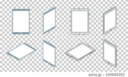 Tablet illustration icon set drawn by isometric projection Tablet illustration icon set drawn by isometric projection 104688302