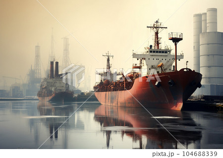 View of big cargo ship bulk carrier. 104688339