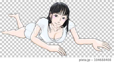 床にはだかで寝そべる女の子78 104688408