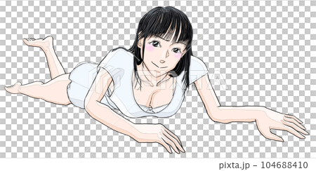 床にはだかで寝そべる女の子77 104688410