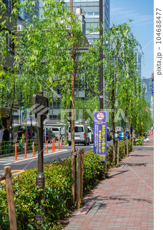 東京都　八重洲　中央区　夏　午前　昼　観光　旅行　オフィス街　サラリーマン　高層ビル　OL　ビジネス 104688477