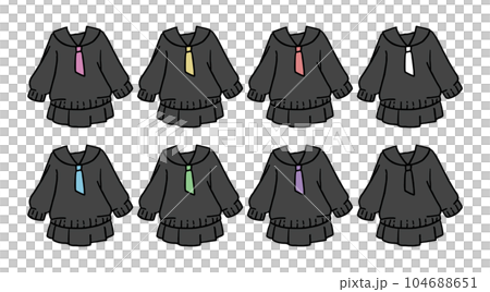 Illustration set of black sailor suit Illustration set of black sailor suit 104688651