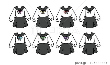 セーラー服のイラストセット セーラー服のイラストセット 104688663