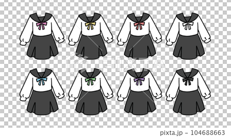 セーラー服のイラストセット セーラー服のイラストセット 104688663