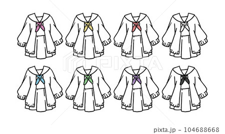 白のセーラー服のイラストセット 白のセーラー服のイラストセット 104688668