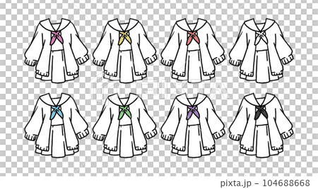 白のセーラー服のイラストセット 白のセーラー服のイラストセット 104688668