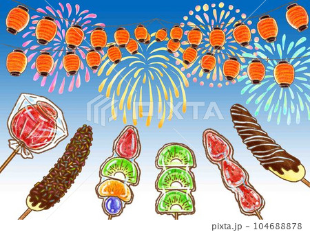花火とお祭り屋台フルーツスイーツ 104688878