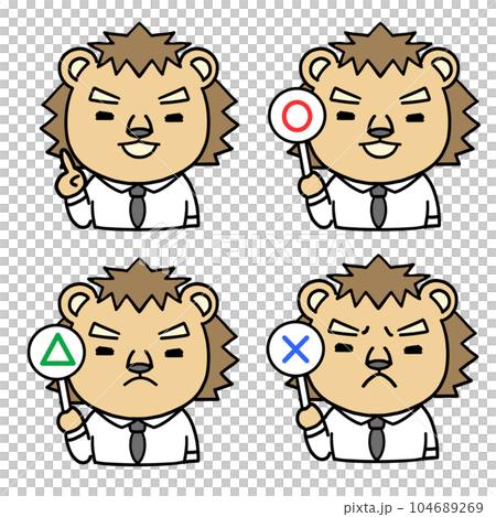 Animal character with round triangle x tag 104689269