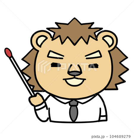 指し棒を持って説明する動物のキャラクター 104689279