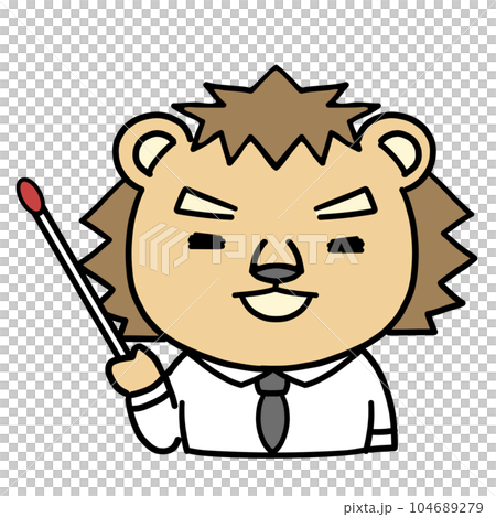 指し棒を持って説明する動物のキャラクター 104689279