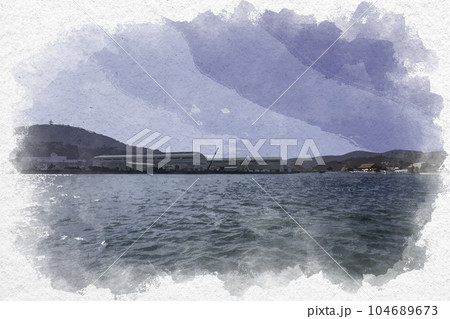 水彩画風 IHI 相生工場 兵庫県相生市 水彩画風 IHI 相生工場 兵庫県相生市 104689673