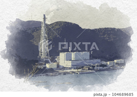 水彩画風 関西電力 相生発電所 兵庫県相生市 水彩画風 関西電力 相生発電所 兵庫県相生市 104689685