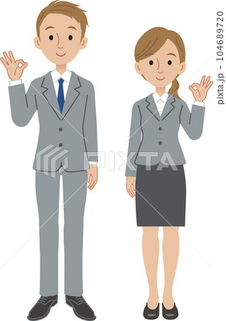笑顔でOKサインをするビジネスパーソン　男女 104689720