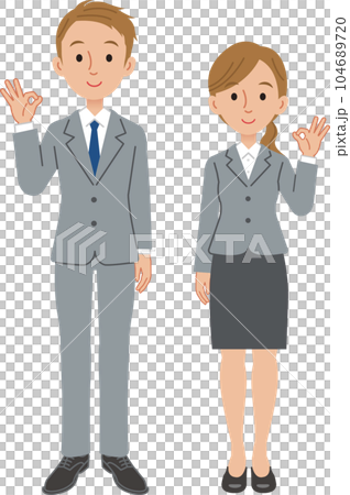 笑顔でOKサインをするビジネスパーソン　男女 104689720