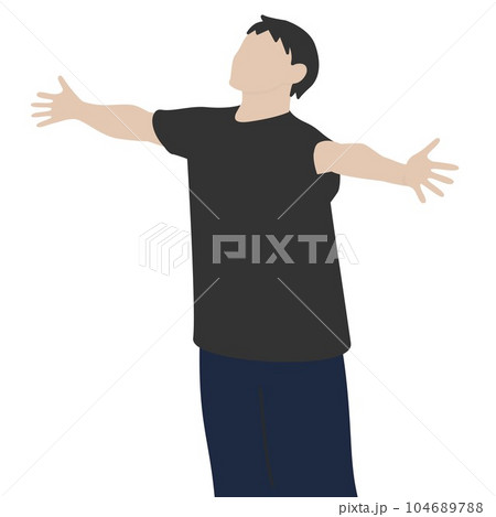 両手を広げて天を仰ぐ男性のイラスト素材 [104689788] - PIXTA