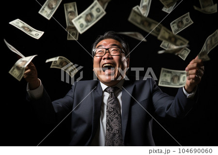 大量のお金を手に入れた男（AI生成） 104690060