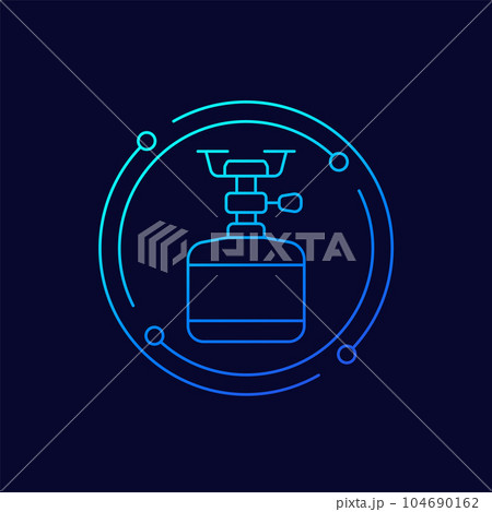 camping stove icon, linear design 104690162