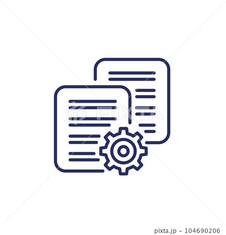 protocols line icon with documents 104690206