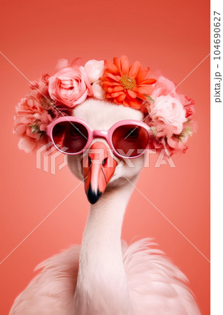 Vector Illustration Cartoon Flamingo Sunglasses Stock Vector (Royalty Free)  666461089 | Shutterstock