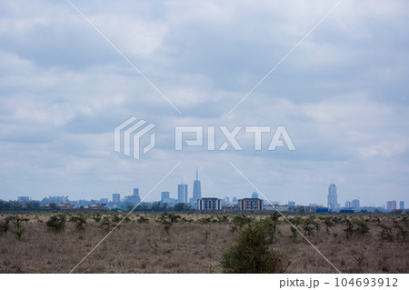 Skyline Skyscrapers Cityscapes of Nairobi City County Kenya's Capital cityscap with sky and skyscrapers in the evening Skyline Skyscrapers Cityscapes of Nairobi City County Kenya's Capital East Africa 104693912