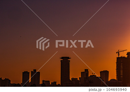 Skyline Skyscrapers Cityscapes of Nairobi City County Kenya's Capital cityscap with sky and skyscrapers in the evening Skyline Skyscrapers Cityscapes of Nairobi City County Kenya's Capital East Africa 104693940