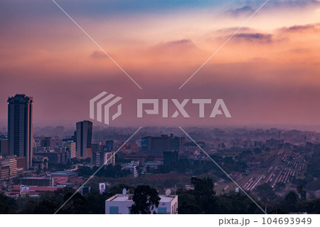Skyline Skyscrapers Cityscapes of Nairobi City County Kenya's Capital cityscap with sky and skyscrapers in the evening Skyline Skyscrapers Cityscapes of Nairobi City County Kenya's Capital East Africa 104693949
