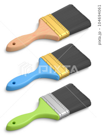 Set of paint bristle brushes for repair work and construction on white. 104694061