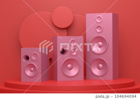 Abstract scene or podium with Hi-fi speakers on monochrome background 104694094