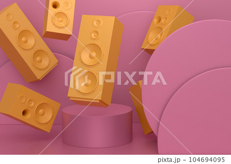 Abstract scene or podium with Hi-fi speakers on monochrome background 104694095