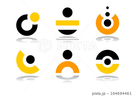 Set of Elements for Logo Design. Abstract Yellow Orange and Black Icons. Vector Art. Set of Elements for Logo Design. Abstract Yellow Orange and Black Icons. Vector Art. 104694461