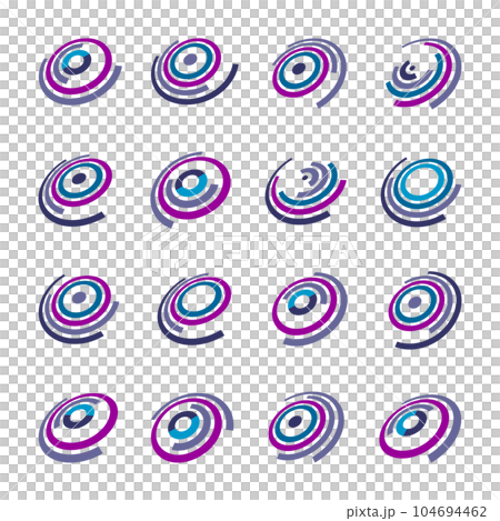Set of Rotation Geometric Elements for Logo Design. Abstract Icons. Vector Art. 104694462
