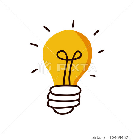 Idea illustration. Yellow Light bulb design. Vector business icon. Doodle hand drawn idea bubble. Idea illustration. Yellow Light bulb design. Vector business icon. Doodle hand drawn idea bubble. 104694629