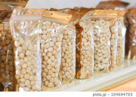 many mixed nuts in a plastic packet selling at local market in turkey many mixed nuts in a plastic packet selling at local market in turkey 104694703