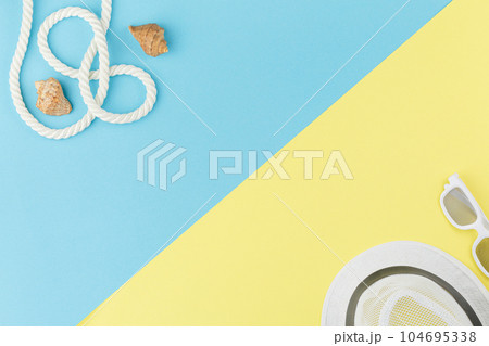 Rope with seashells. Marine theme. 104695338