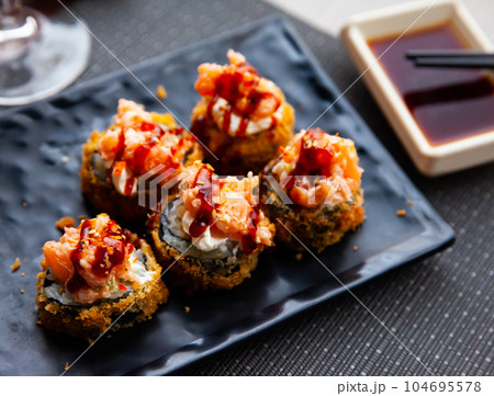 Futomaki - big japanese rolls closeup Futomaki - big japanese rolls closeup 104695578