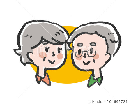 シニア世代 手書き水彩風老夫婦のイラストセット 104695721