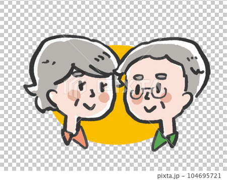シニア世代 手書き水彩風老夫婦のイラストセット 104695721