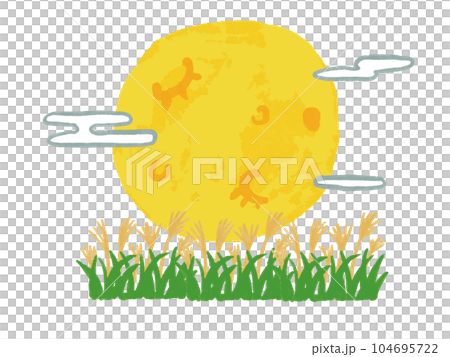 手書き水彩風　大きな月のイラスト テキストスペース 104695722