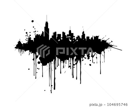City silhouette with blots. Vector illustration 104695746
