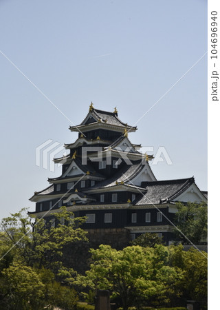 岡山城別名烏城　本丸から見た天守閣　 104696940