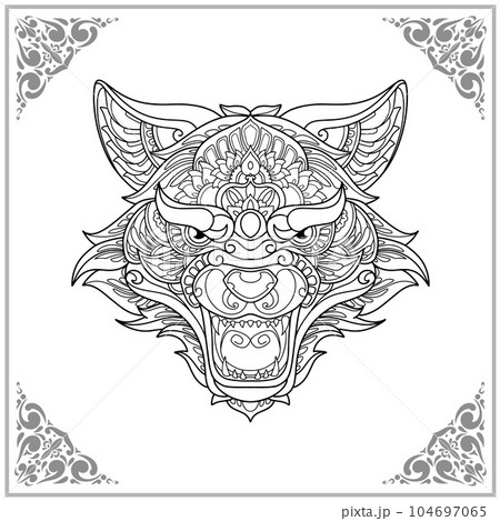 Wolf zentangle arts isolated on white background of illustration Wolf zentangle arts isolated on white background of illustration 104697065