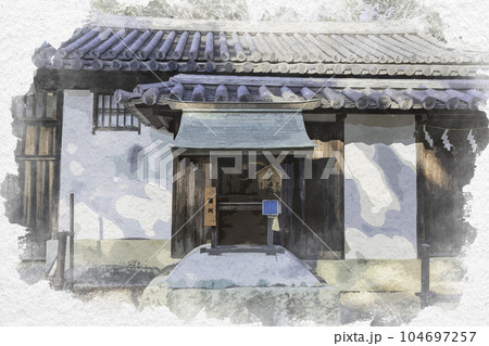 水彩画風 室津 賀茂神社 恵美酒社 兵庫県たつの市御津町 水彩画風 室津 賀茂神社 恵美酒社 兵庫県たつの市御津町 104697257