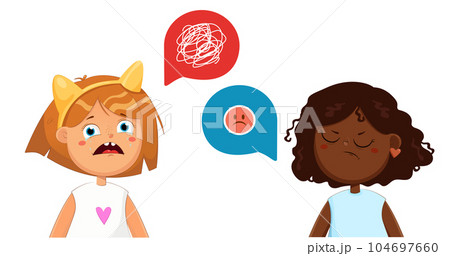 Two little cute girls are angry. Children cry 104697660