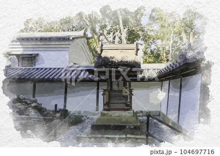 水彩画風 室津 賀茂神社 棚尾社 兵庫県たつの市御津町 水彩画風 室津 賀茂神社 棚尾社 兵庫県たつの市御津町 104697716