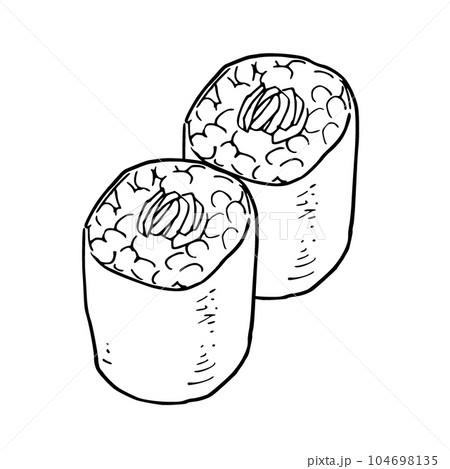 線画 シンプルイラスト 干瓢巻きのイラスト素材 [104698135] PIXTA
